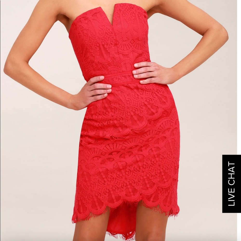 Lulu's Red Strapless Dress